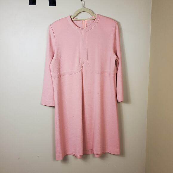 Vintage Castleberry Pink Wool/Knit Classic 1990's Dress in Pink Size 12 - Picture 1 of 12